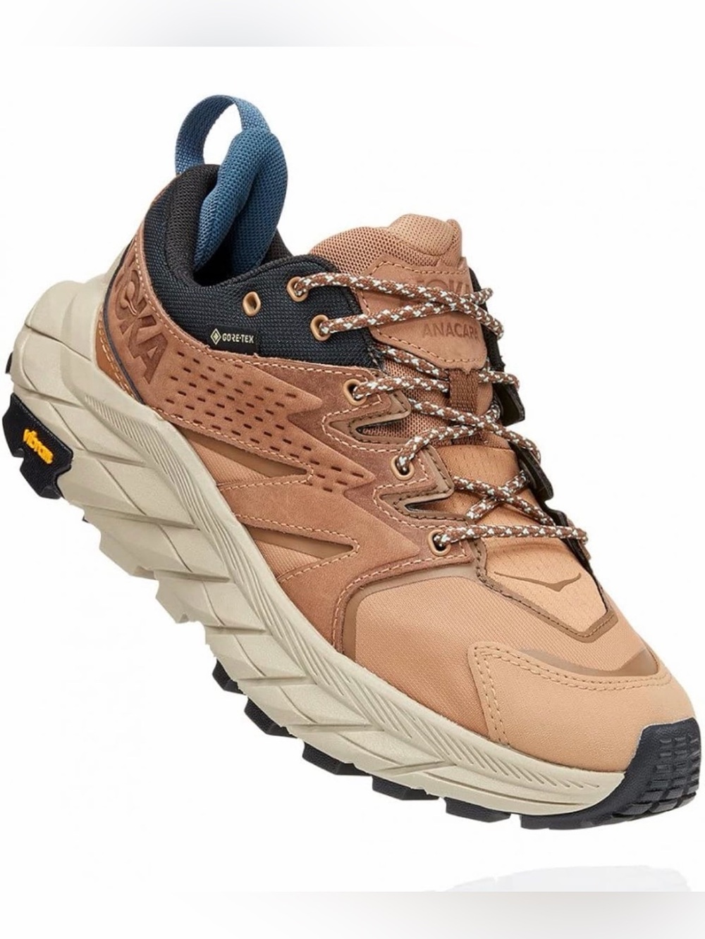 Hoka Womens Anacapa Low GTX in Tiger Eye S Black.